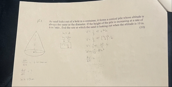 As sand leaks out of a hole in a container, it