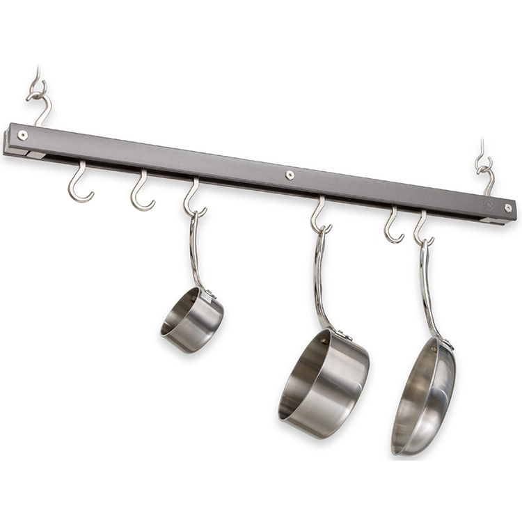 Maple Hanging Bar Pot Rack in Gray Wine and Storage J.K. Adams