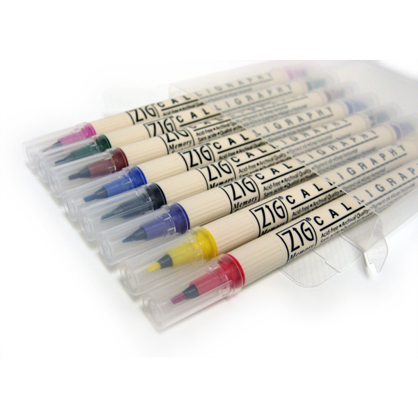 Zig Waterproof Markers Set of 8, Broad Edge Markers John Neal Bookseller