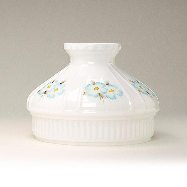 Aladdin Blue Dogwood Glass Oil Lamp Shade, Lamp Shades Lehman's