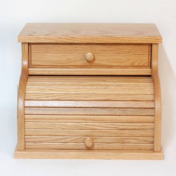 Oak RollTop Bread Box with Drawer, Storage and Serving Lehman's