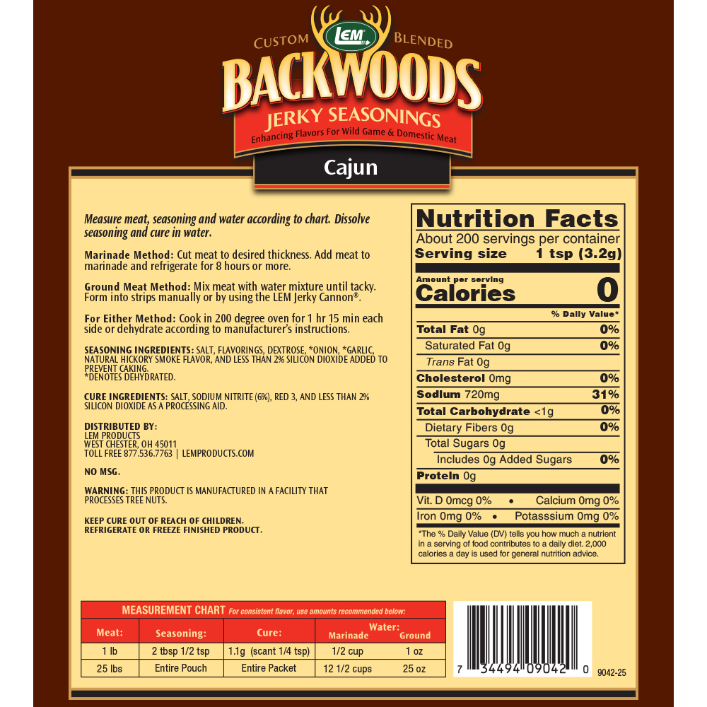 Backwoods Cajun Jerky Seasoning LEM Products