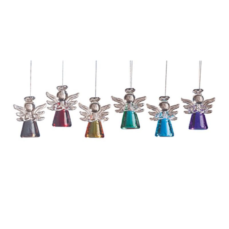 Mini Colored Glass Angel Ornaments 12/pk, Christmas Living Grace Catalog