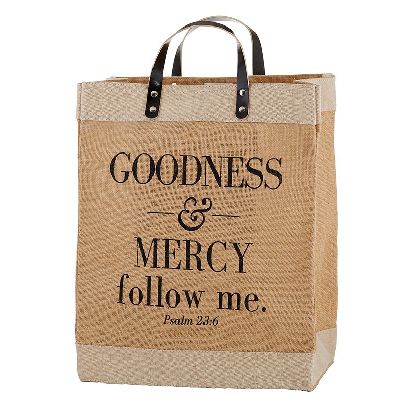 Goodness and Mercy Follow Me Farmer's Market Tote, Inspirational Gifts
