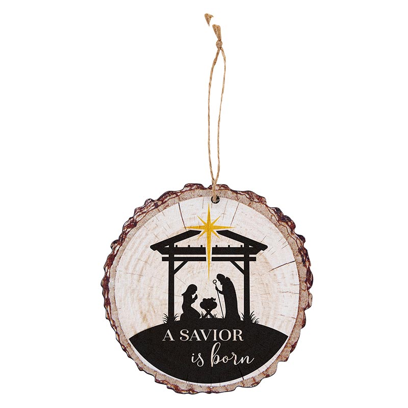 A Savior is Born Wood Slice Ornament12pk