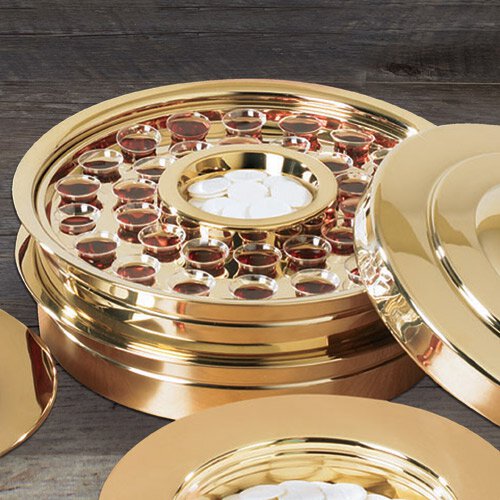 Brass Finish Stackable Communion Tray with 40Hole Insert