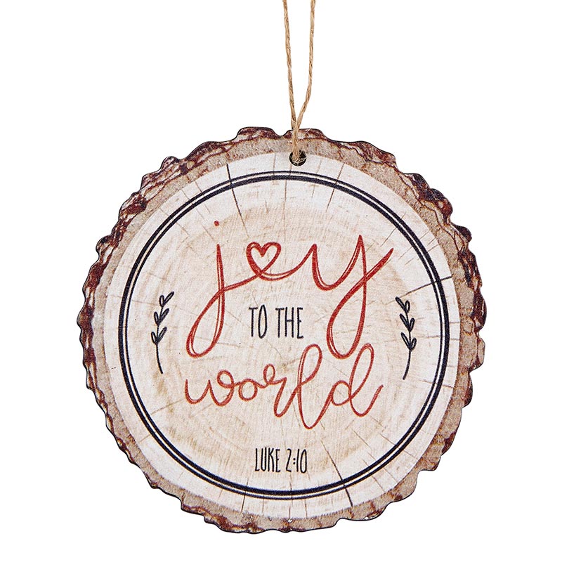 Joy to the World Wood Slice Ornament - 12/pk, Inspirational Gifts