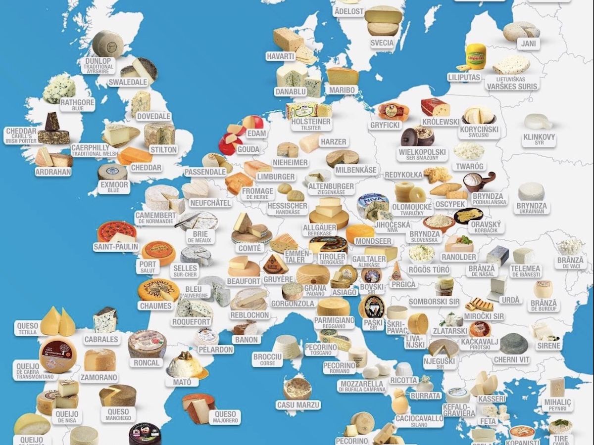 This map shows Europe’s most popular cheeses by region Matador Network