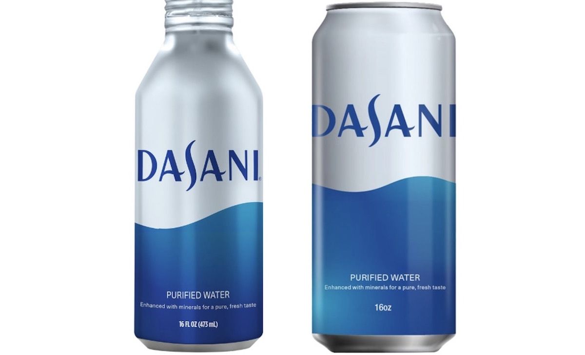 Dasani replacing water bottles with cans