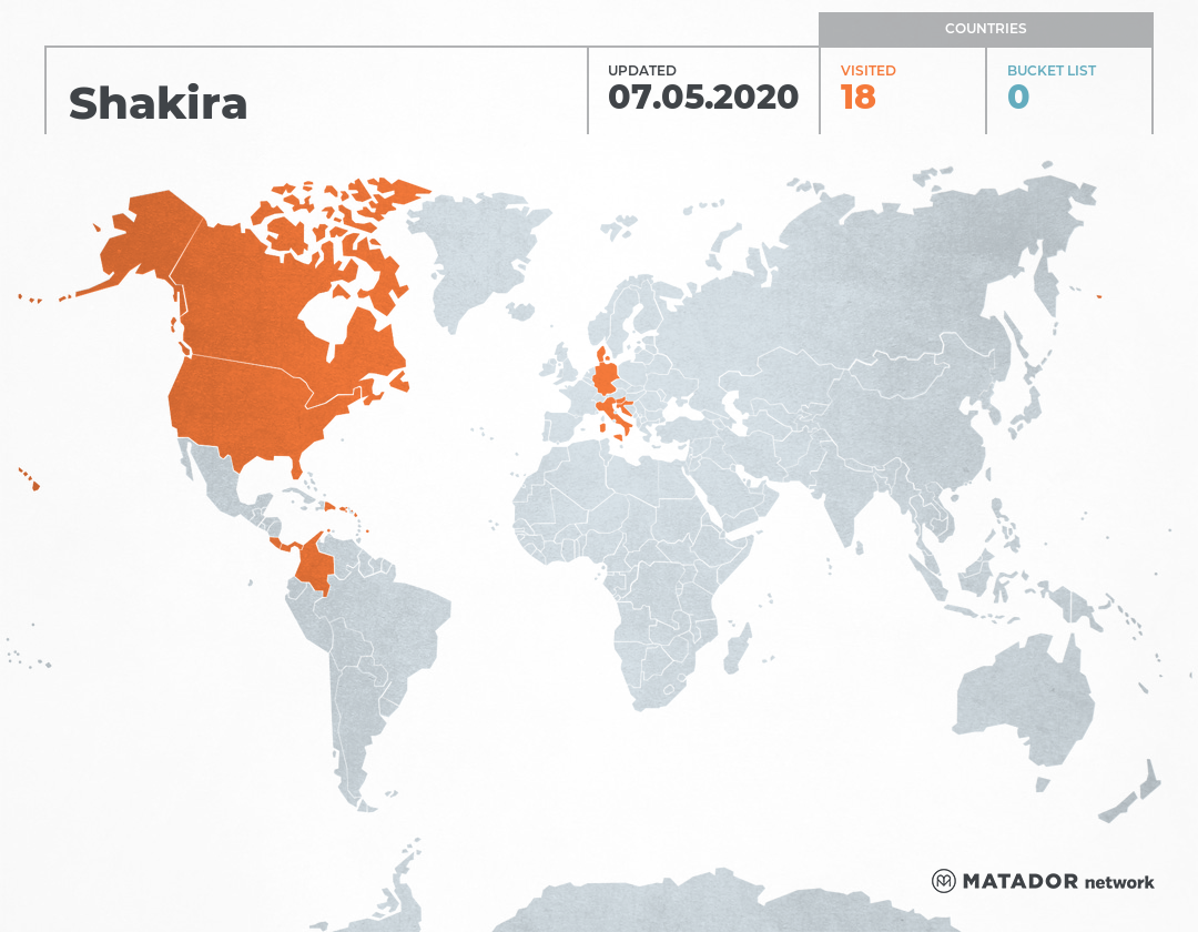 Shakira’s Travel Map Matador Network