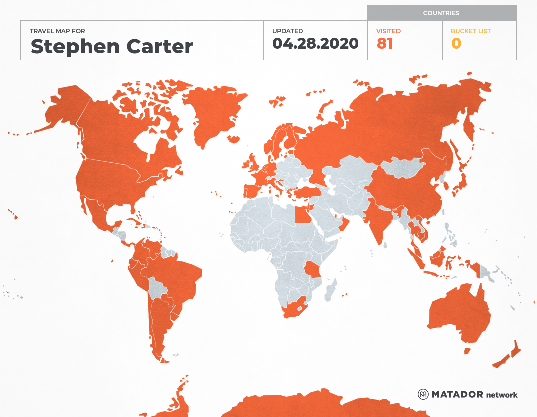 Stephen Kerr Map Stephen Carter’s Travel Map – Matador Network