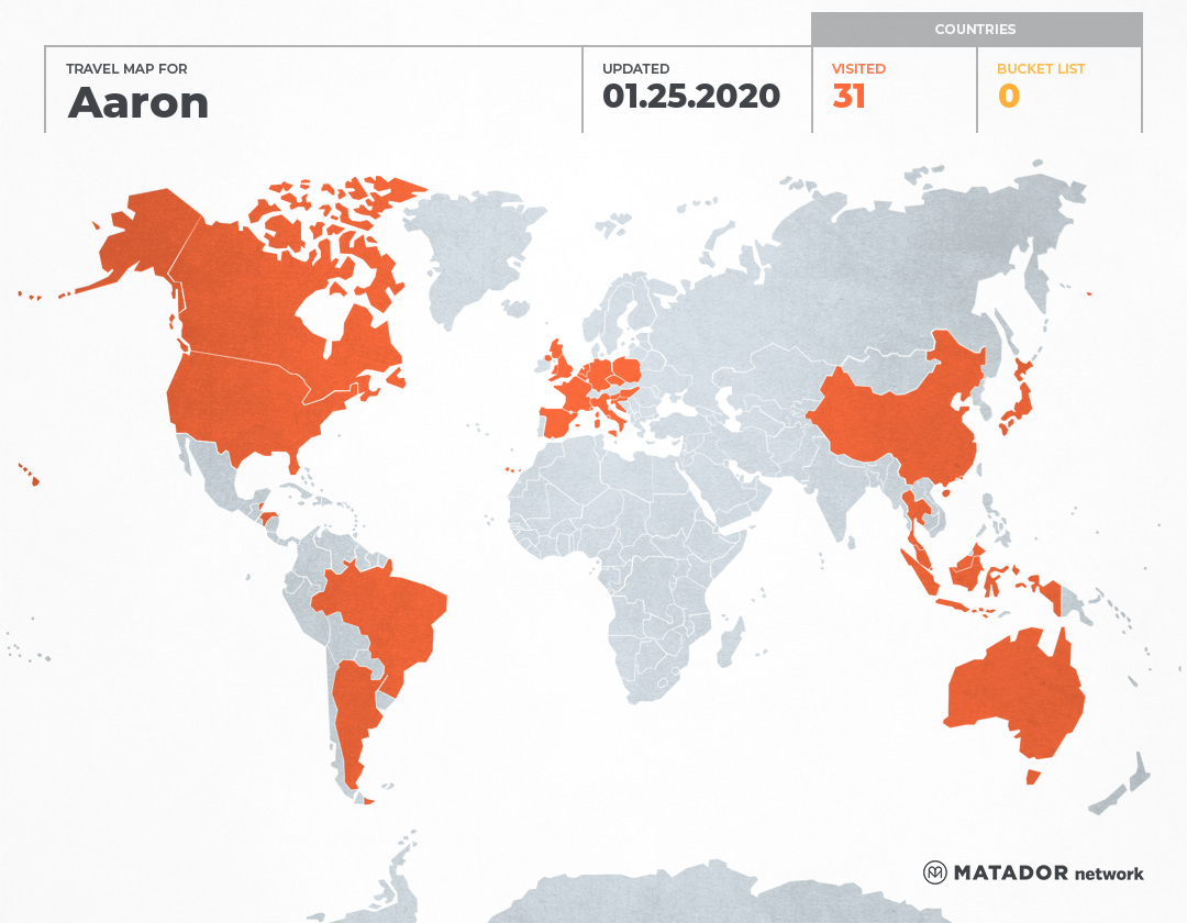 Aaron’s Travel Map – Matador Network