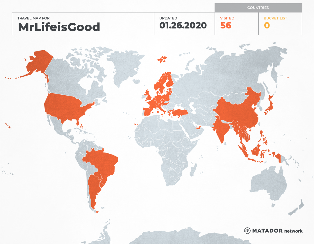 MrLifeisGood’s Travel Map – Matador Network