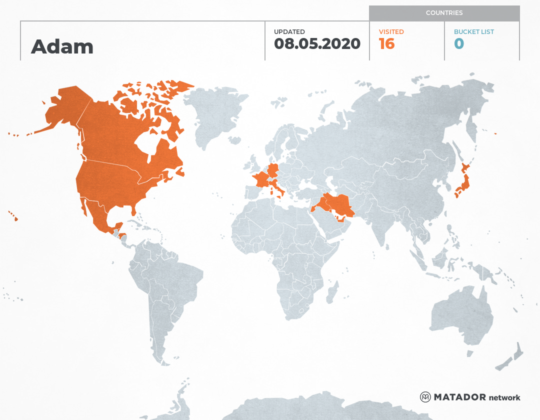 Adam’s Travel Map – Matador Network