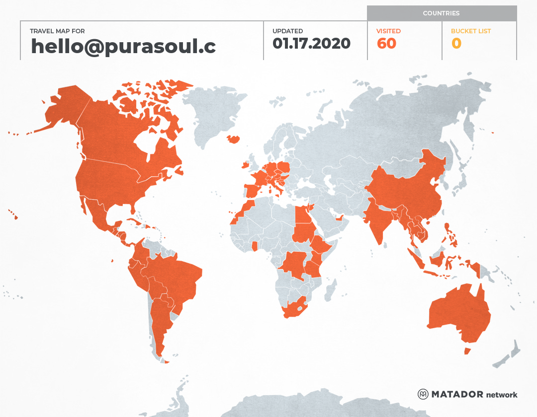 hello@purasoul.com’s Travel Map – Matador Network