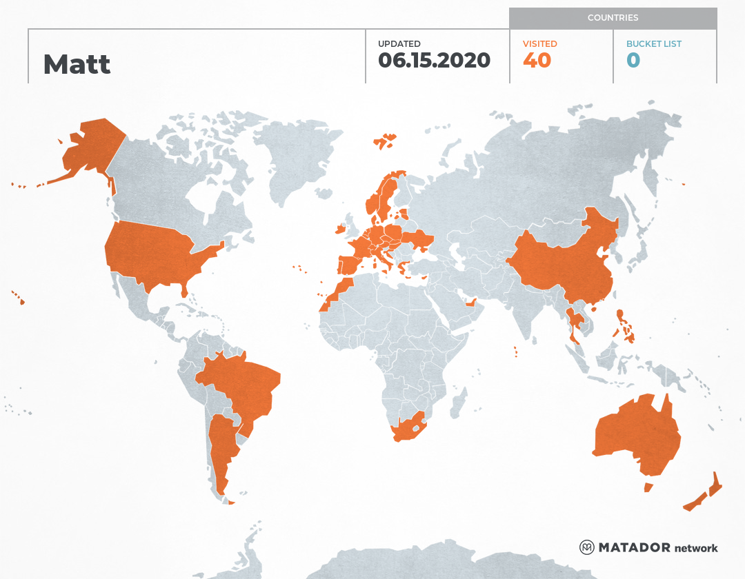 Matz Map Matt’s Travel Map – Matador Network