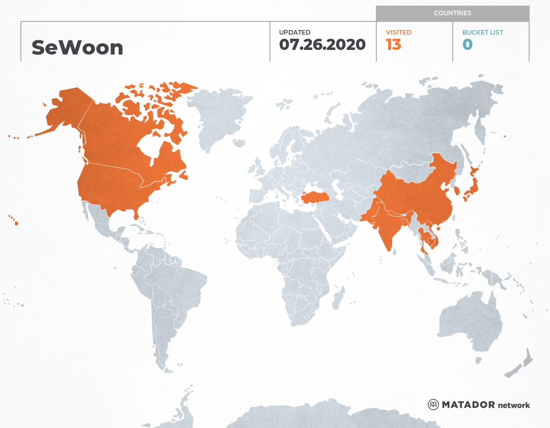 SeWoon’s Travel Map – Matador Network