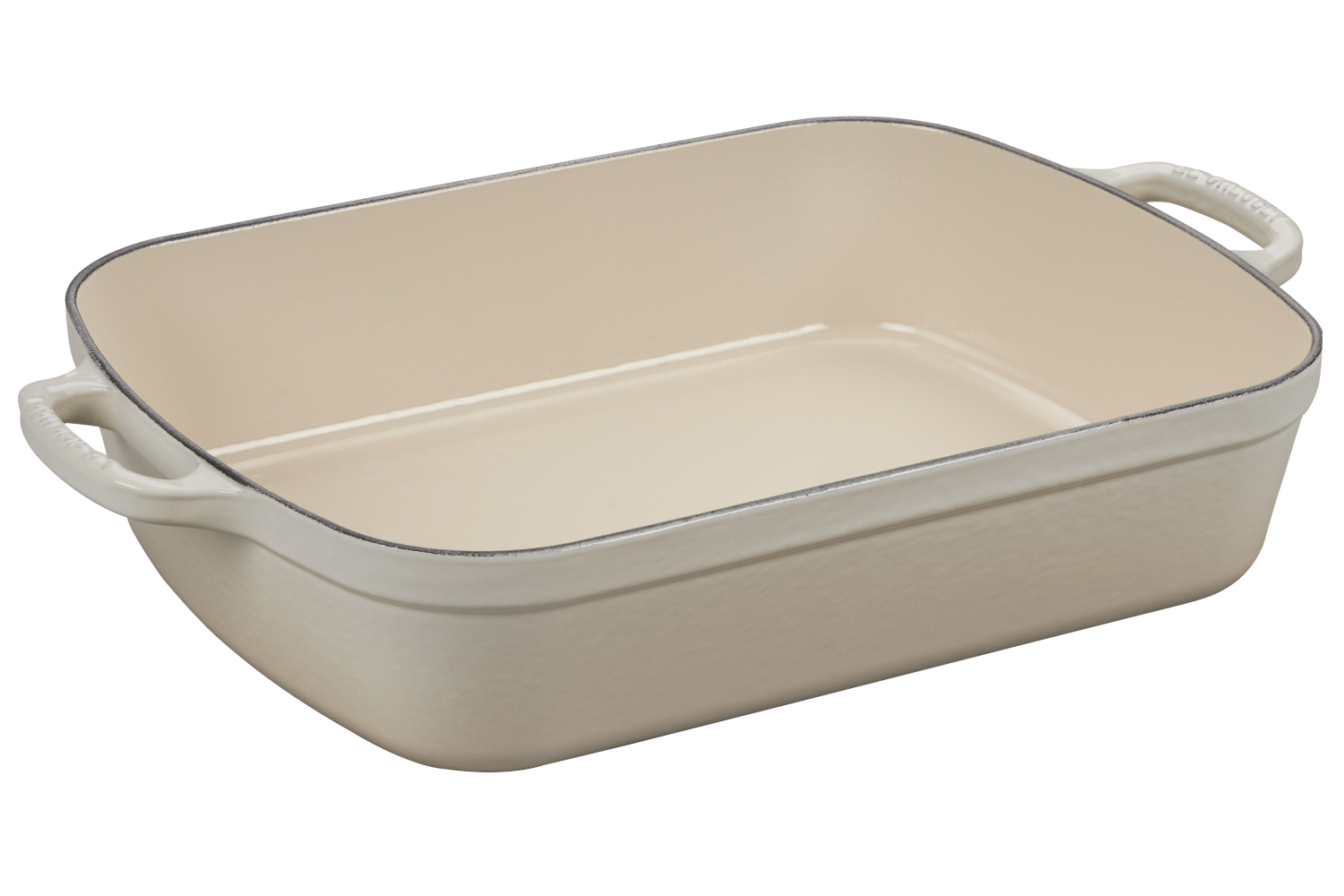 Le Creuset Signature Cast Iron 5 1/4 qt. Rectangular Roaster Meringue LS201133716 MetroKitchen