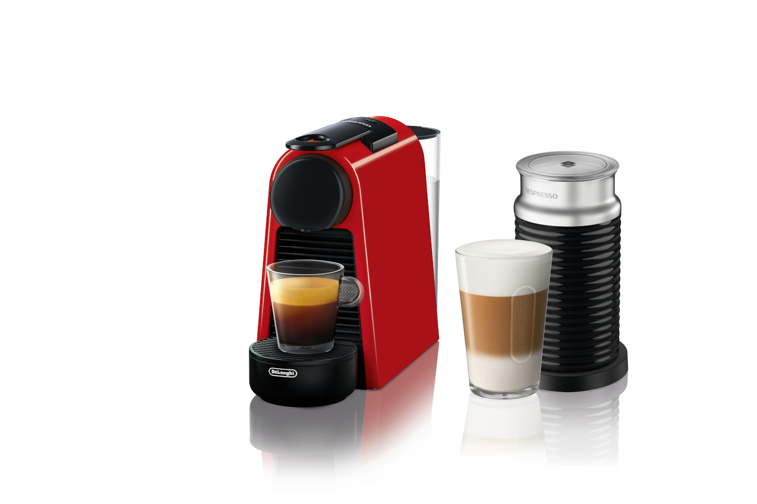 Nespresso Coffee Machines Nespresso Essenza Mini Espresso Machine by De'Longhi w/Aeroccino3 Red