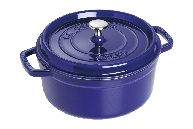 1102491 Staub 4 qt Round Cocotte Dark Blue & Stainless Steel Knob