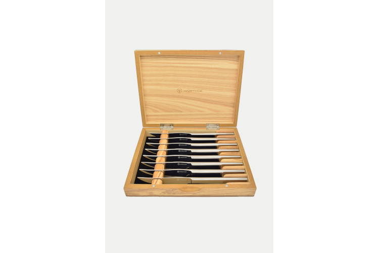 Wusthof Rebrand 8 Piece Stainless Mignon Steak Knives in Olivewood
