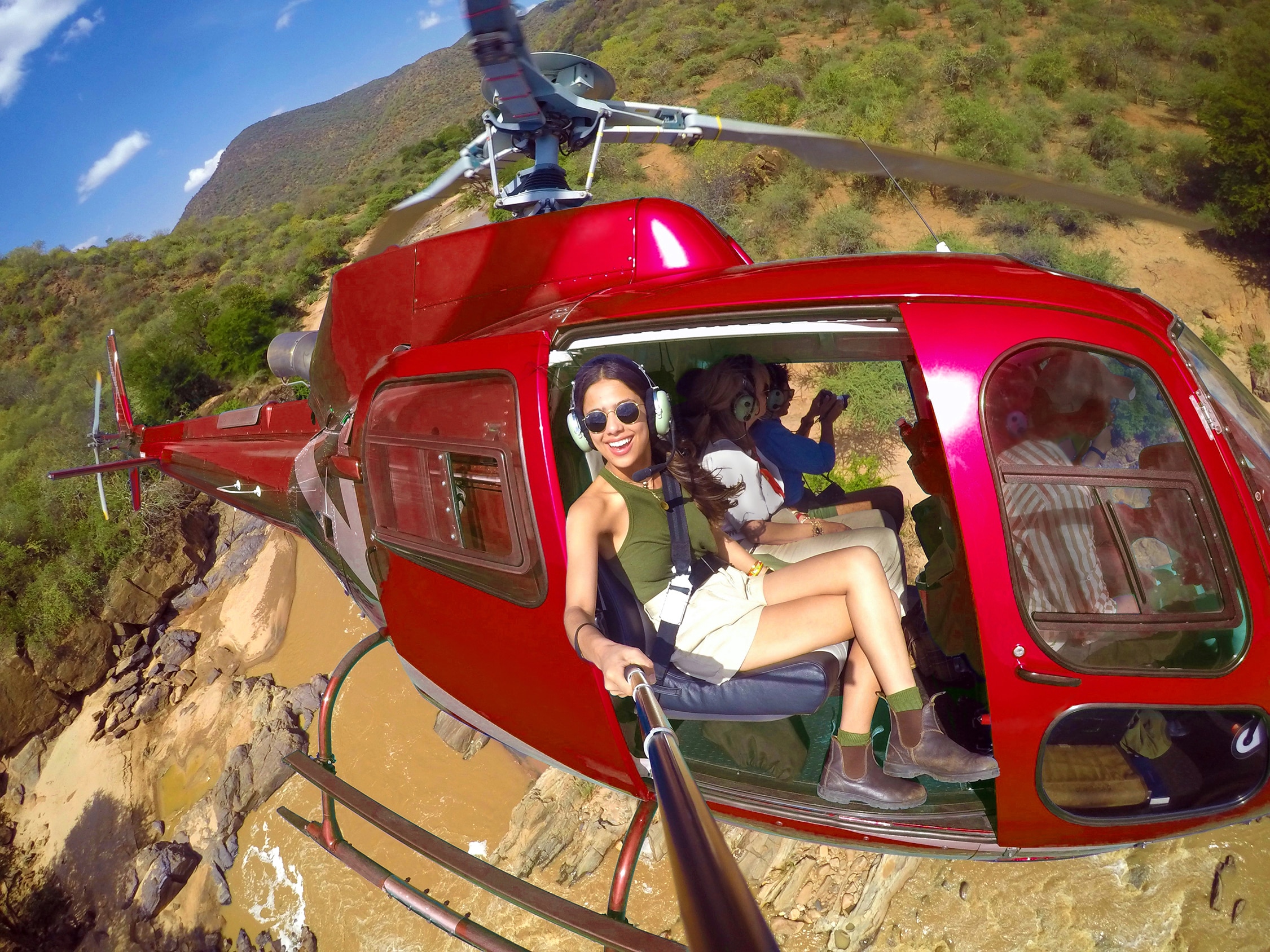 The Pintos take a selfie from a helicopter