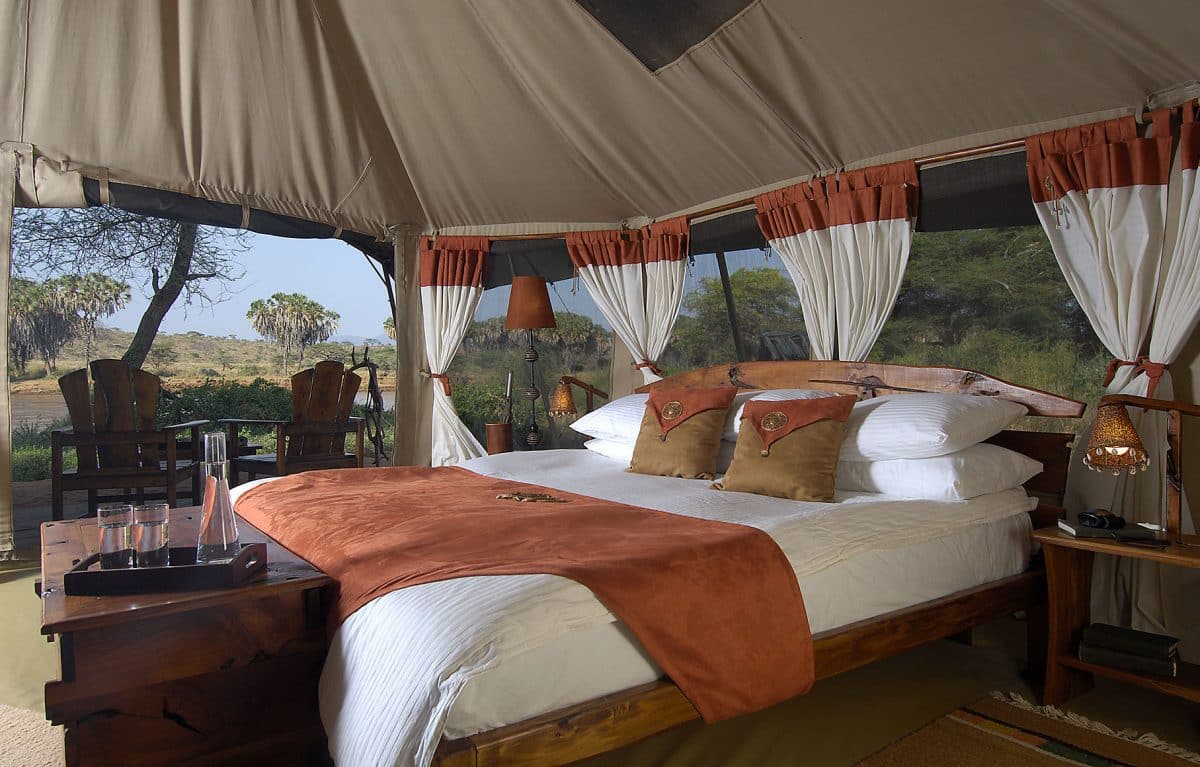 A bedroom at the Elephant Bedroom Camp.