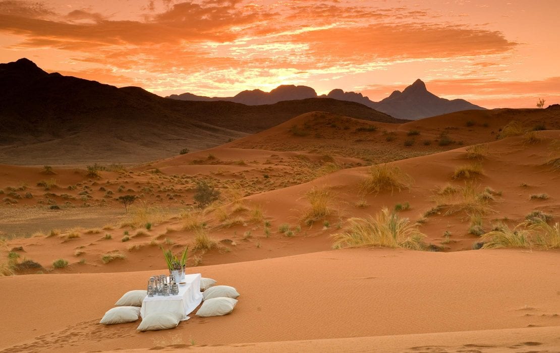 Looking out to beautiful desert scenery during dinner at Sossusvlei Namib Desert