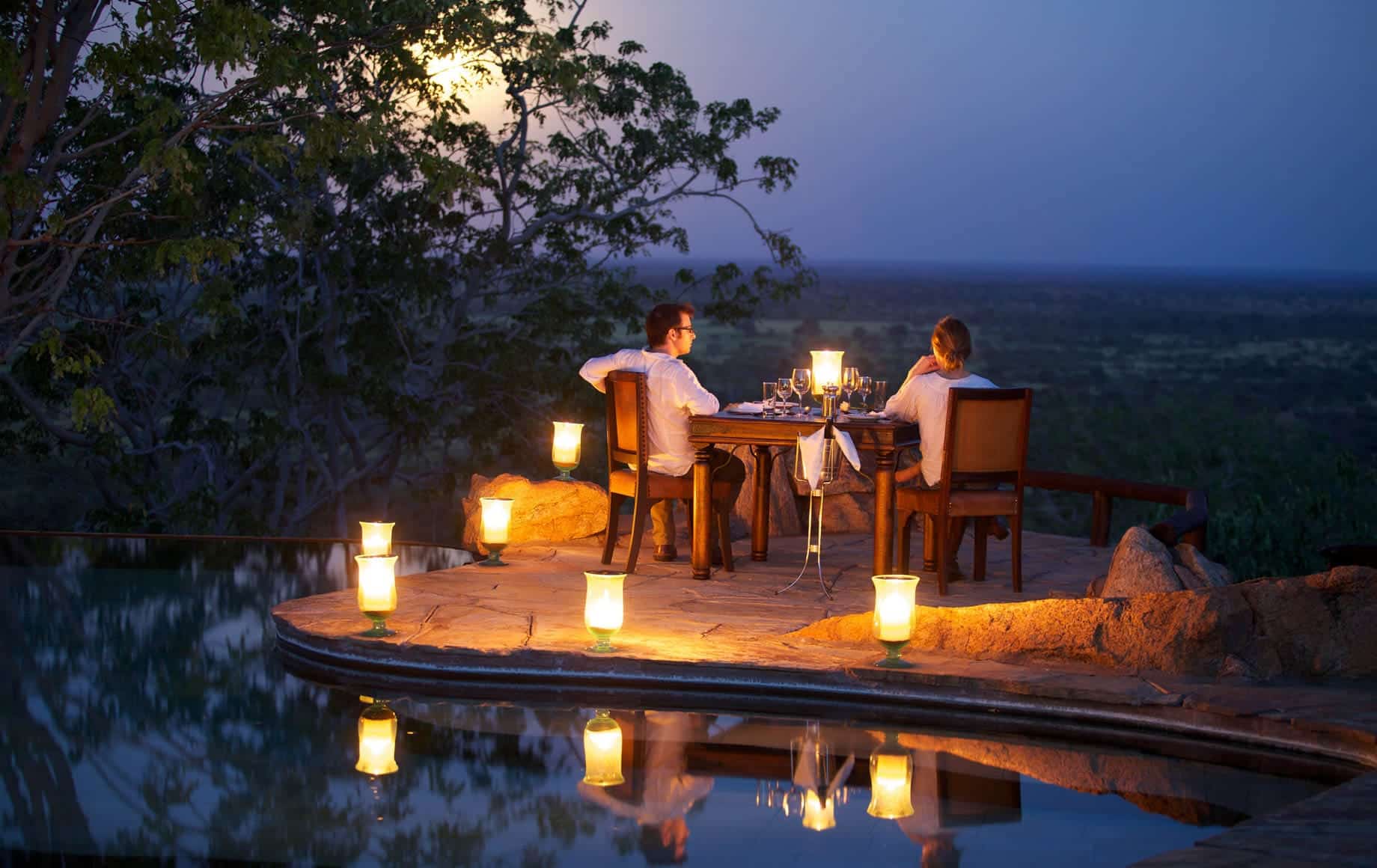Candlelit dinner at Elsa's Kopje