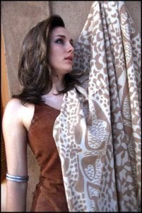 Lisa Christoffersen pashmina with giraffe pattern.