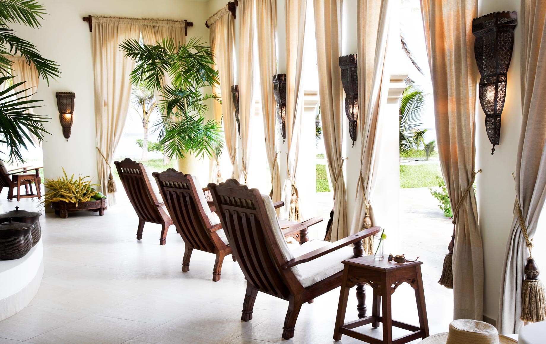 Lounge chairs on deck at Baraza Resort & Spa