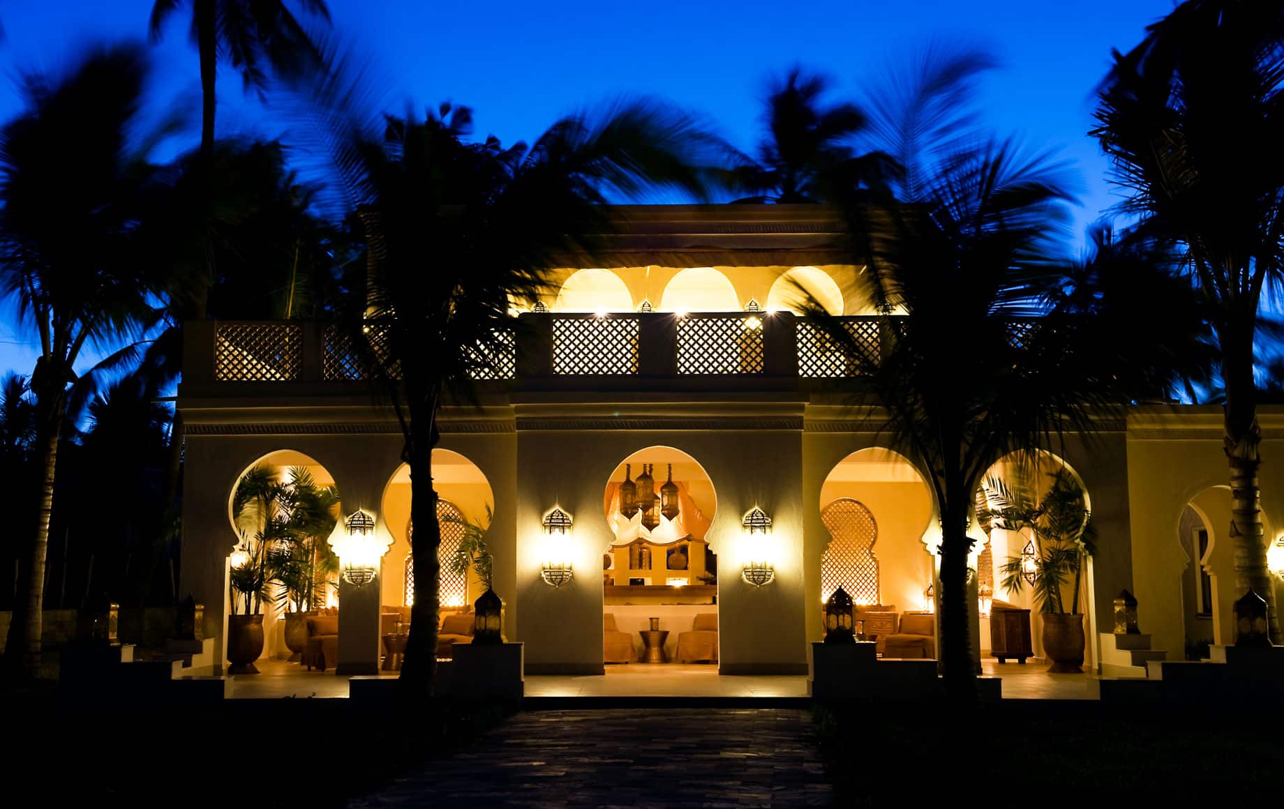 Exterior view of Baraza Resort & Spa at night