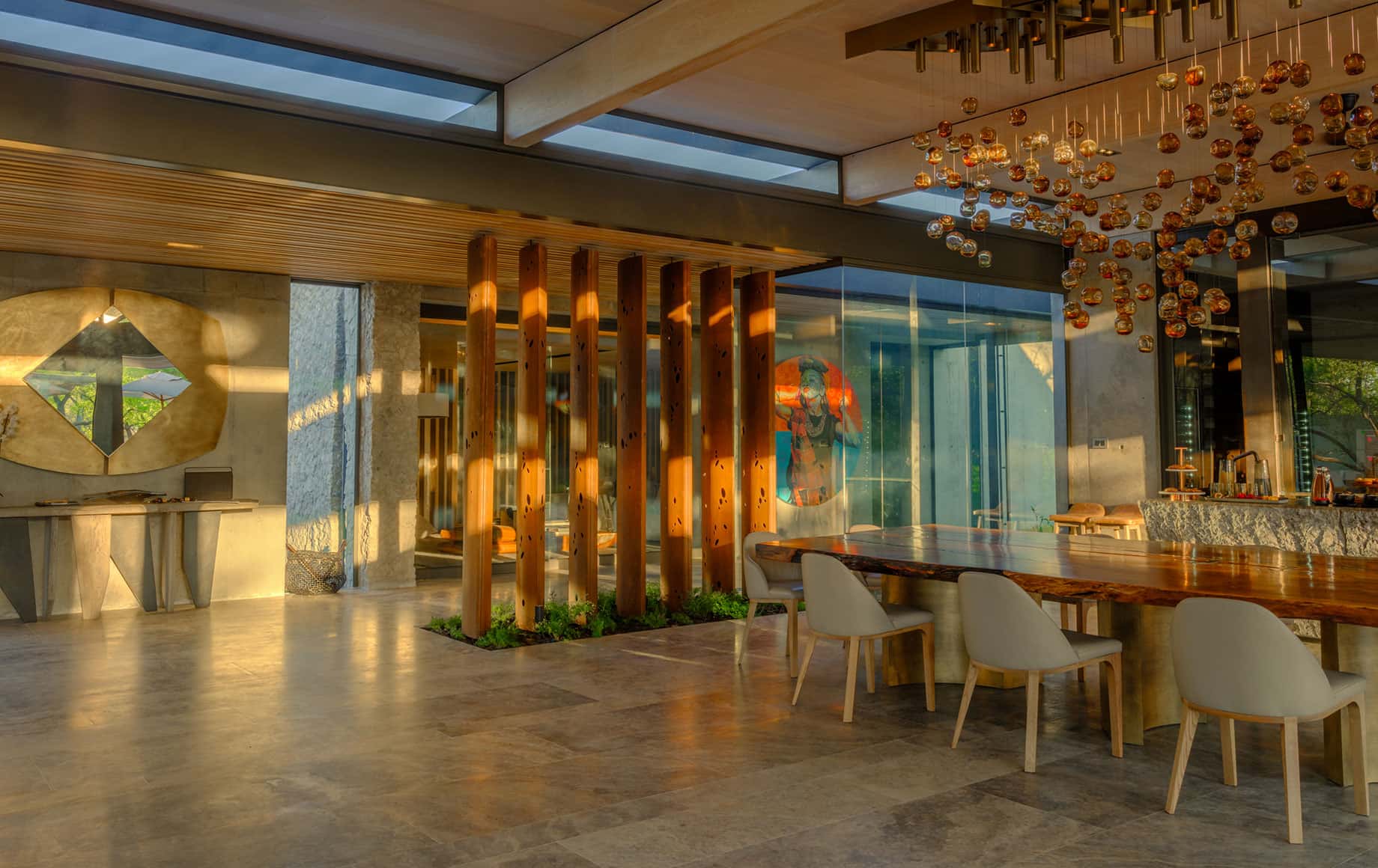 A dining room