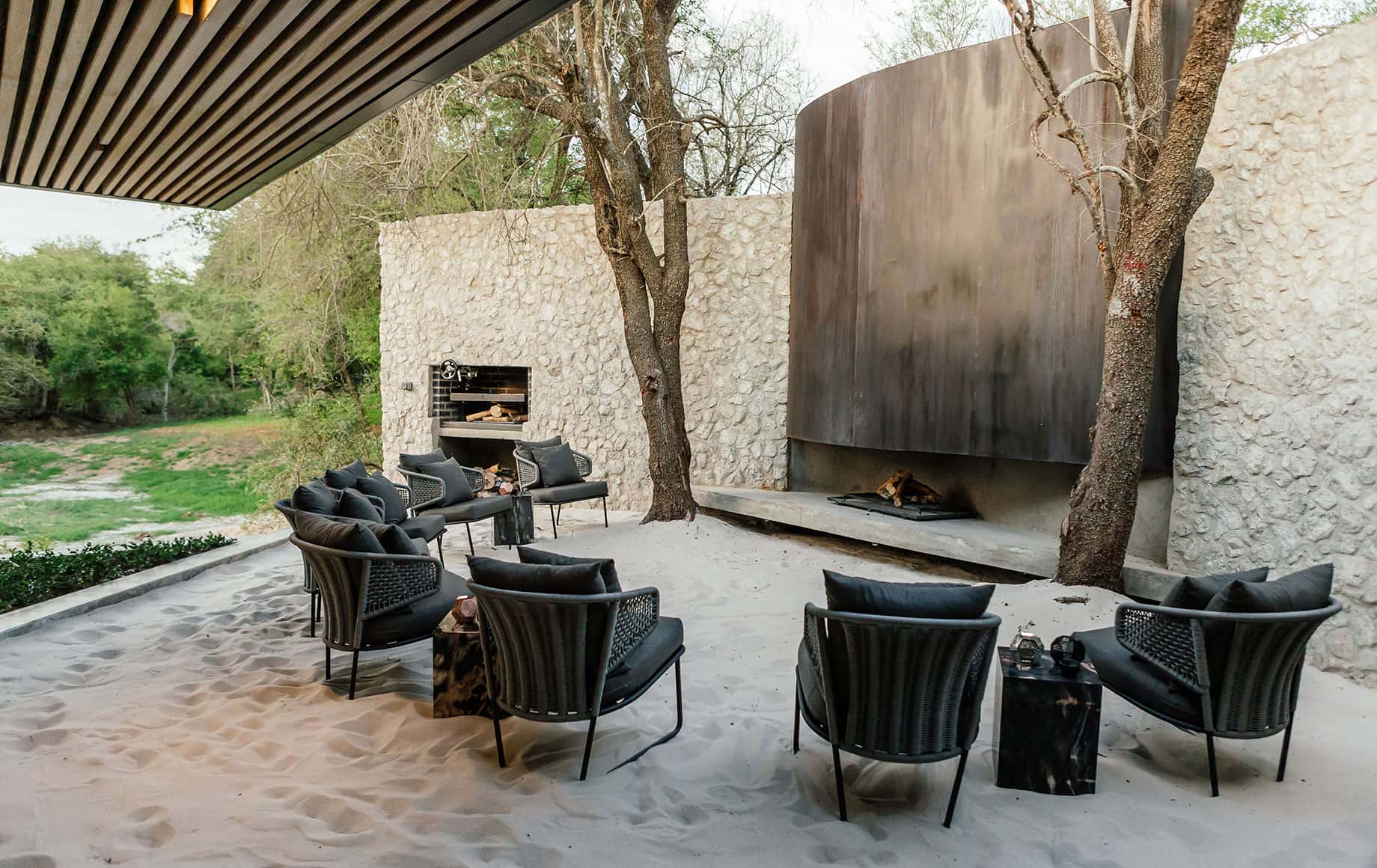 Chairs around a fire pit