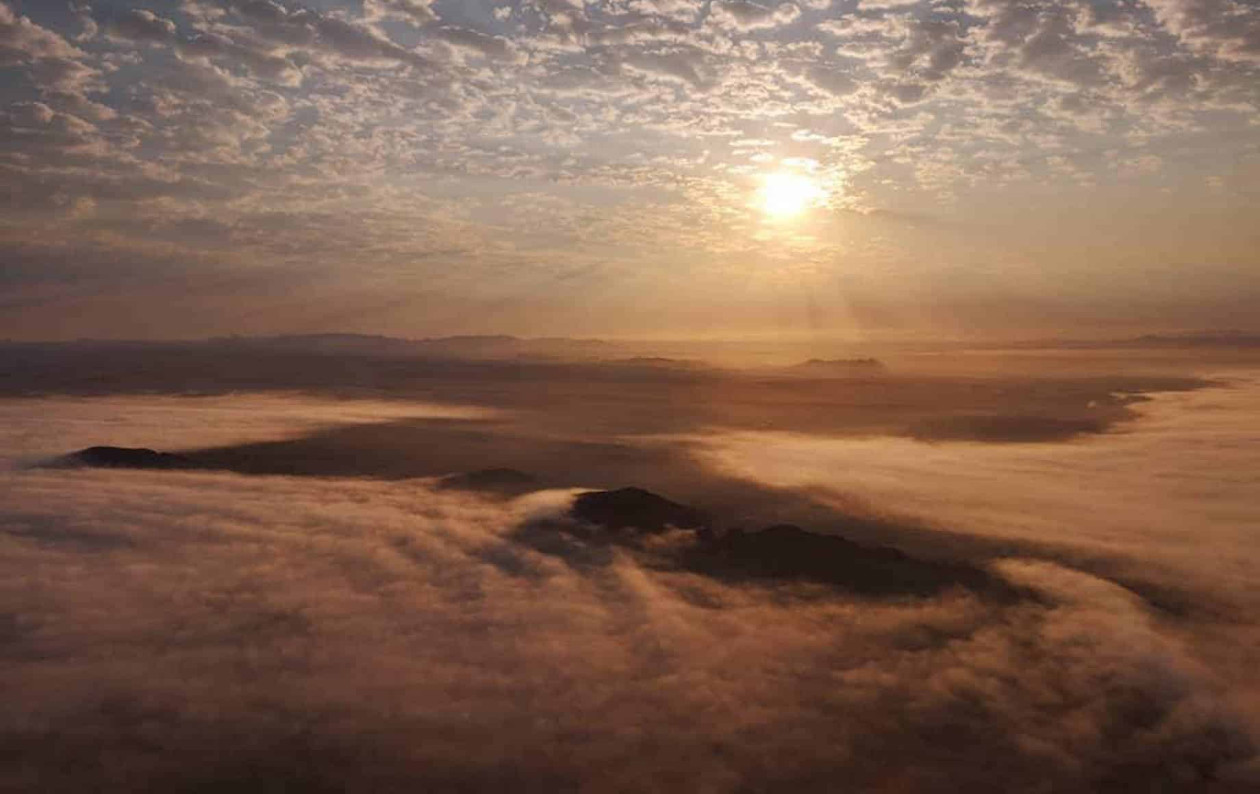 A sunset in the sky