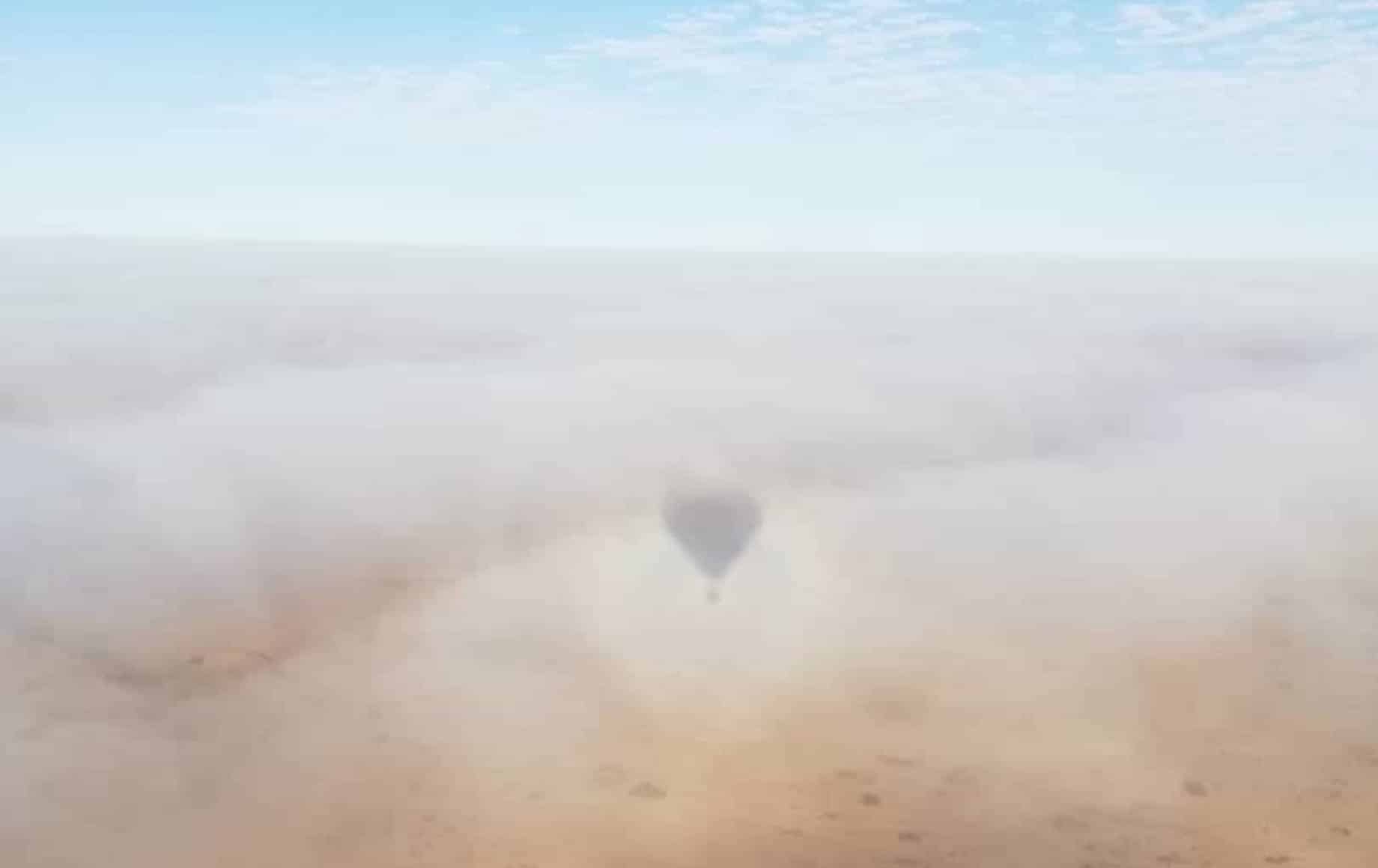 A hot air balloon in fog