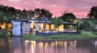 Cheetah Plains houses against a purple sky