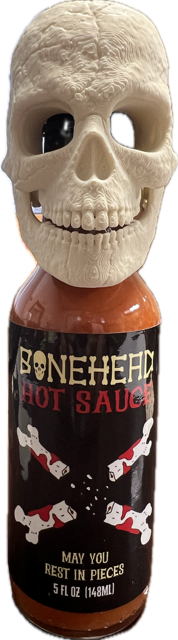 Bonehead Hot Sauce with Skeleton Face