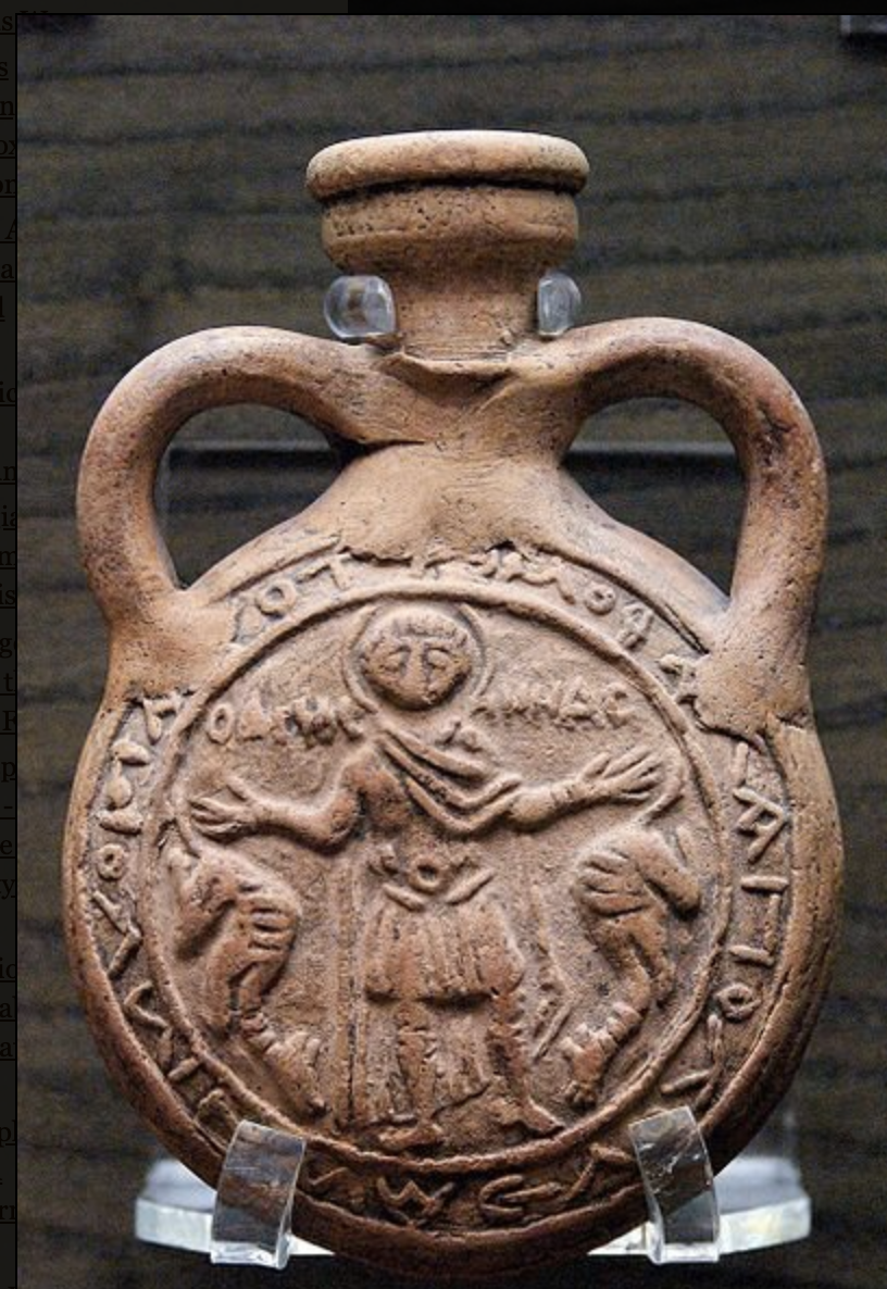 ampule with Saint Mina's image