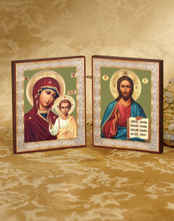 Christ and Our Lady of Kazan Diptych - set of 4