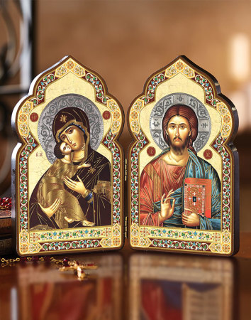 Our Lady of  Vladimir and Christ Diptych - set of 4