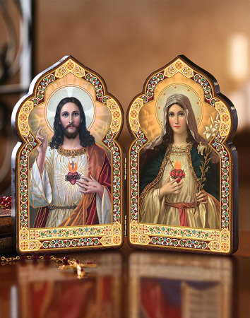 Sacred Heart - Immaculate Heart Diptych - set of 4