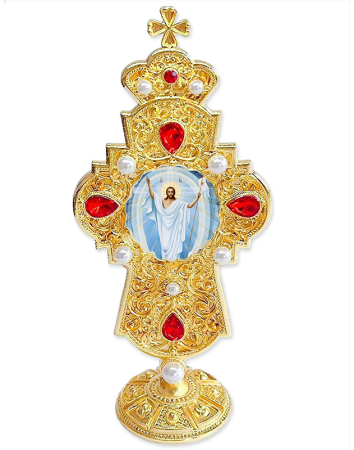 Risen Christ Standing Jeweled Cross
