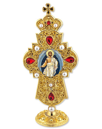 Byzantine Risen Christ Jeweled Standing Cross