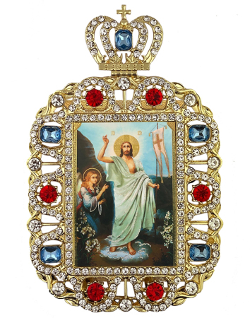 Risen Christ and Angel Jeweled Deluxe Icon