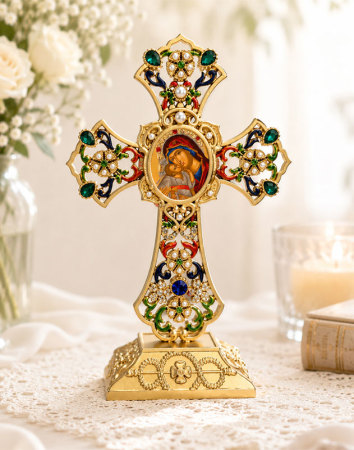 Jeweled Filigree Cross - Sweet Kissing