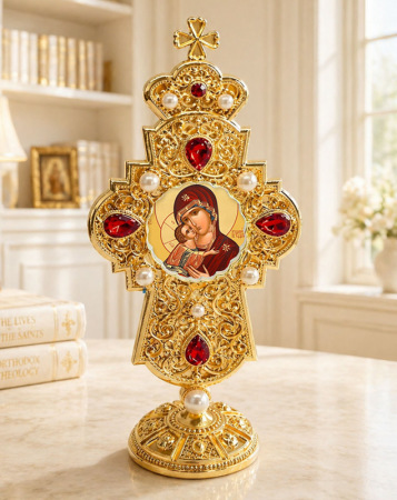 Jeweled Sweet Kissing Standing Cross
