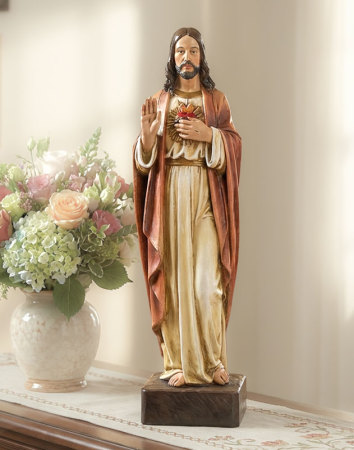 Sacred Heart 22.5" Hand Painted Statue