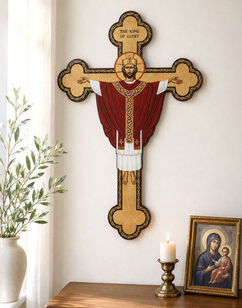 Hand Painted Christ the King Cross 37.5"