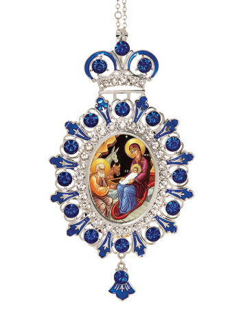 Nativity Blue Crystal Ornament